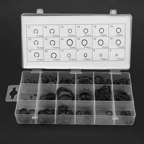 Coffret de 225 circlips à ressort internes et externes, assortiment de 18 tailles (1/5)