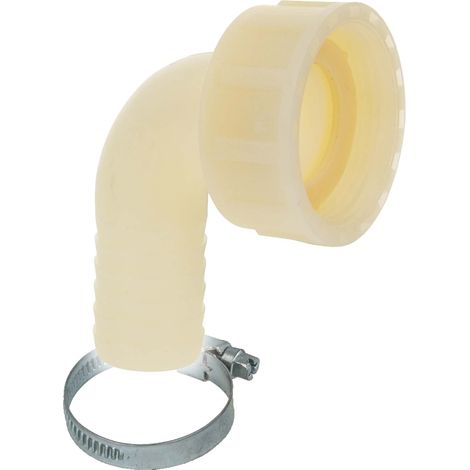 tecuro 90° Winkel-Schlauchtülle Ø 25 mm x Überwurfmutter 1 1/4 Zoll, inkl. Schlauchschelle, PA (nylon 66), natur (1/5)