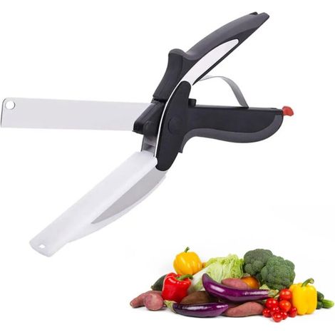 Forbici da cucina multifunzionali 2 in 1 con tagliere integrato – in acciaio inox, ergonomiche e sicure