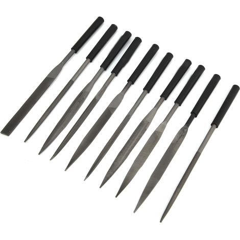 Lime à aiguilles lot de 5 en acier au carbone, limes mono-face 180 mm pour polissage métaux et bijoux (1/5)