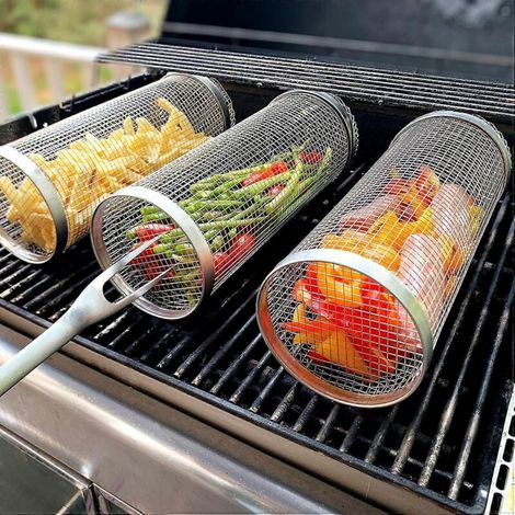 Panier à griller à roulettes, support à légumes portable, accessoires pour barbecue d'extérieur, support rond pour barbecue. - AquaForge (1/5)
