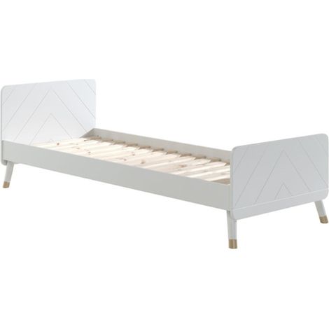 Lit Enfant en Bois Massif "Billy" 90x200cm Blanc (1/2)