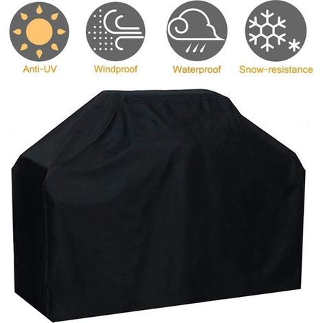 Accessoire pour barbecue : Housse résistante en tissu Oxford imperméable et coupe-vent, aux couleurs inaltérables, compatible avec Weber, Brinkmann et la plupart des barbecues. 145 x 61 x 117 cm. Lang (1/5)
