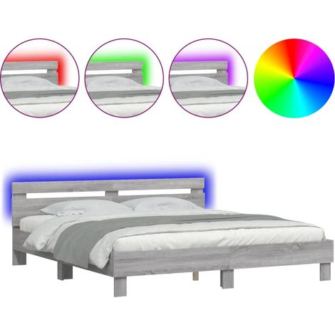 Maison Exclusive - Estructura de cama cabecero y luces LED gris S