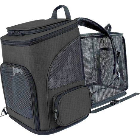 Sac à dos de transport extensible pour chiens et chats, respirant et pliable, pour animaux de petite et moyenne taille jusqu'à 8 kg (noir) (1/5)