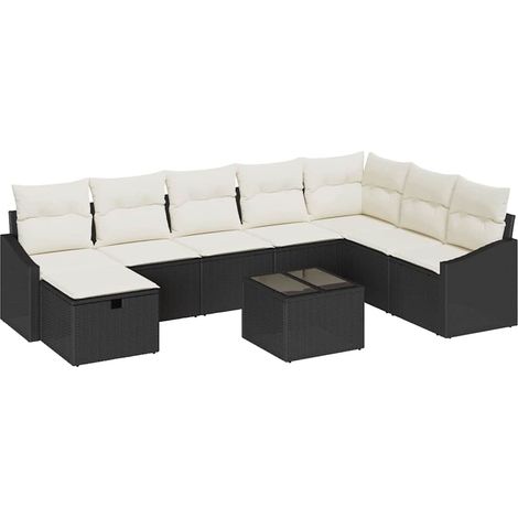Sofa Set with Cushion 8 pcs Poly Rattan vidaXL
