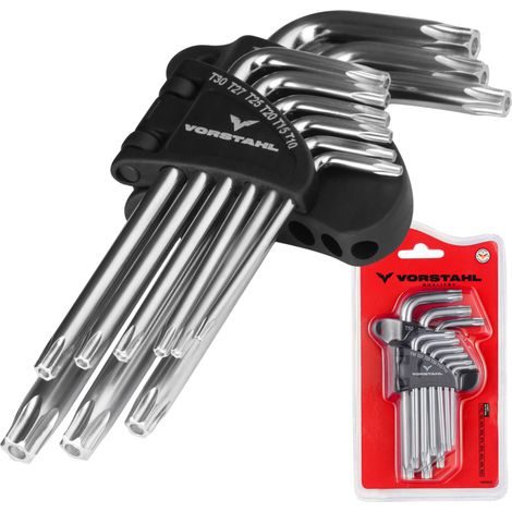 Jeu de clés Torx, clés Allen courtes, 9 pièces T10 - T50 mm Vorstahl (1/5)
