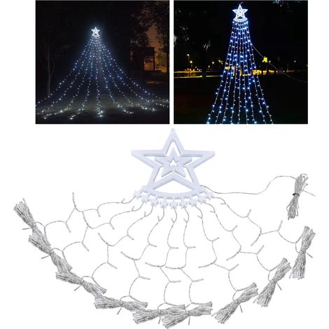 Guirlande lumineuse LED en forme d'étoile à cinq branches, guirlande lumineuse fluide, décorations de Noël, éclairage extérieur, guirlande pour arbre, blanc froid (norme américaine) (1/5)