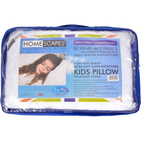 HOMESCAPES Kinder Kopfkissen gefüllt mit 100% Super Microfaser 40 x 60 cm