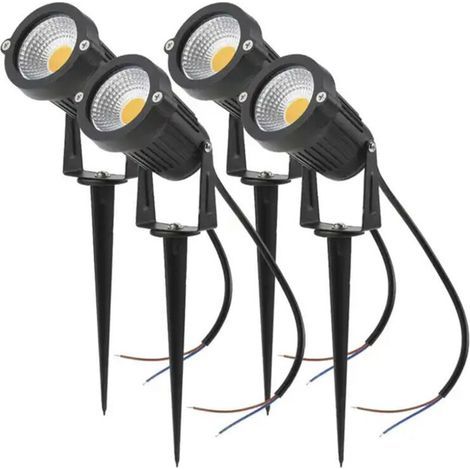 4PCS Éclairage extérieur COB 5W 220V IP65 Projecteur LED étanche Projecteur contrôlable Lumière de jardin pour chemin, plantes, balcon, patio, pelouse, blanc chaud (1/5)