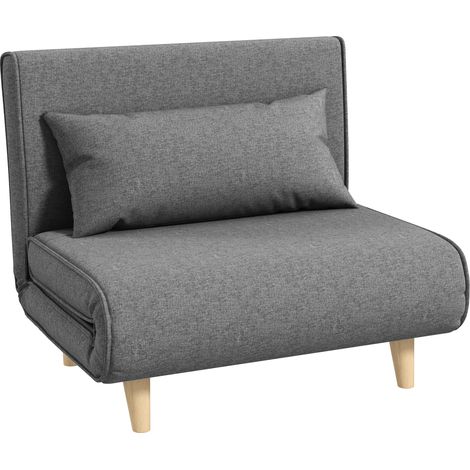 Canapé-lit scandinave gris 2-en-1 avec dossier inclinable, 95x80x95 cm (1/5)