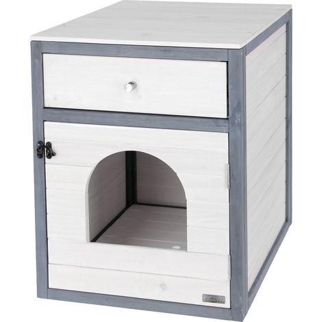 KERBL Katzenschrank Ida Katzenmöbel Weiß Grau Katzenversteck 81569 (1/5)
