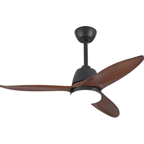 Ventilatore da soffitto con luce 107 cm, Motore DC reversibile e LED dimmerabile, Legno massello, Moderno, Nero e Noce Scuro (1/5)