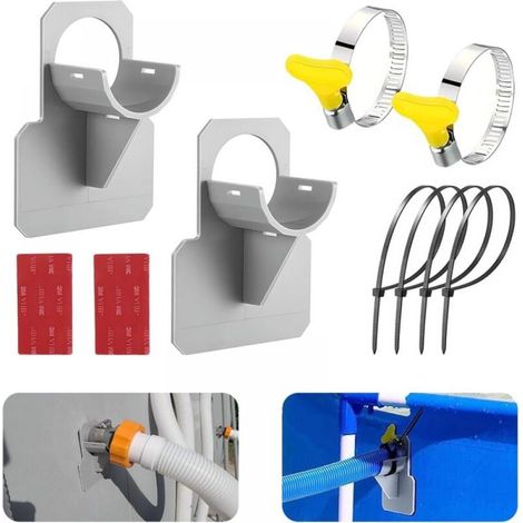 2 Pieces Pool Hose Support 30-38mm Above Ground Pool Accessory with Anti-Puncture, Anti-Tear, Anti-Strain with Cable Ties, Hose Clamp and Adhesive Tape (1/5)