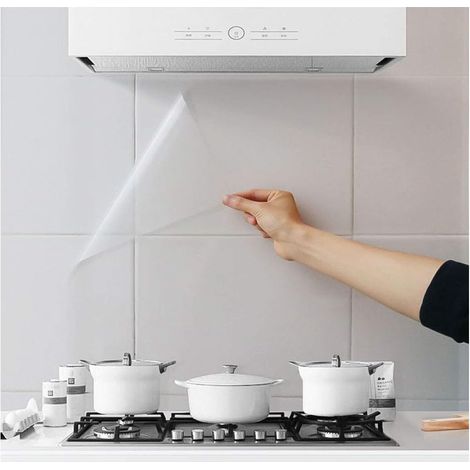 Lot de 4 autocollants muraux résistants à l'huile pour dosseret de cuisine Transparents, imperméables et résistants à la chaleur Pour cuisine (1/5)