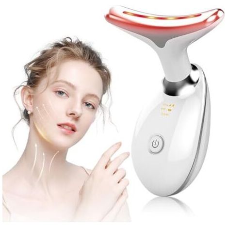 Appareil Anti Rides Visage, 3 Modes EMS Appareil de Gua Sha Visage, Appareil de Massage Visage 7 Couleurs, Chauffable 45°C Guasha Pour Visage Instrument, Double Menton Raffermissant et Liftant, blanc