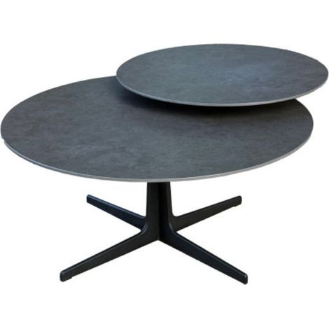 Table basse ronde avec plateau supérieur pivotant en céramique finition acier marron - SATELLIT