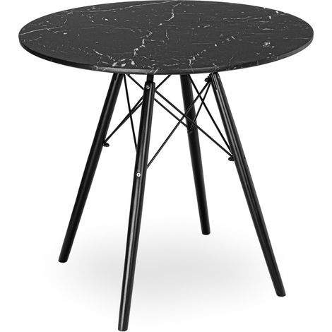 PARIS BLACK DTW runder Tisch 80 cm schwarzer Marmor
