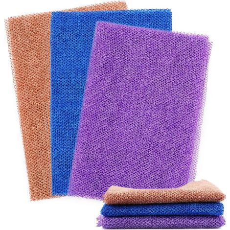 Lot de 3 Gants Exfoliants, Éponge Africaine Douche, Corps, Gommage, Peau, Bain, Douche, Massage, Lavage (1/5)