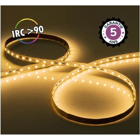 Bandeau LED 3000K 5 m 120 LED/m 10W/m IP20 - 24V - IRC90 - Garantie 5 ans Miidex Lighting® (1/2)