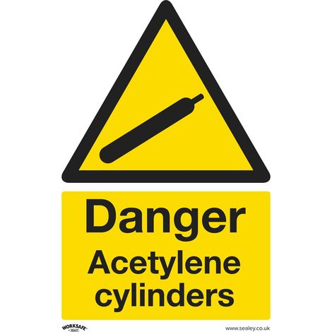 Sealey SS63V1 Worksafe® Danger Acetylene Cylinders Safety Sign - Self-Adhesive Vinyl