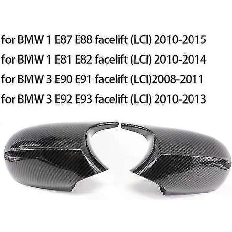 Coque de rétroviseur de remplacement noir brillant style fibre de carbone pour BMW Série 3, 1 et 2 (accessoires M) (1/5)