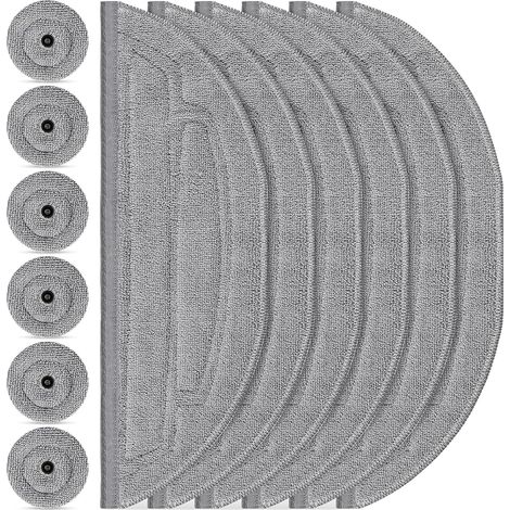 12 Pièces - Lingette - Balai Latéral - Microfibre Ionique Argent - Système VibraRise 3.0 - Pour Robot Aspirateur Roborock S8 MaxV Ultra - Gris - 25,5x10,2cm (1/5)