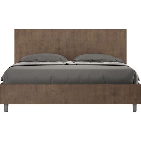 Letto Matrimoniale 160x200 cm con Rete e Contenitore Alzata Comoda Testata Dritta New Egos Noce (1/4)