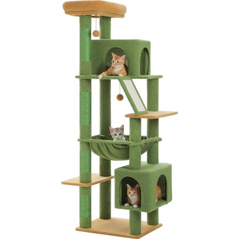 Arbre à chat, design multi-niveaux, condos spacieux, AMT0281GN, 180cm (1/2)