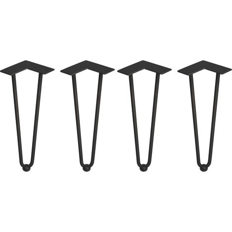 Emuca Lote de 4 patas Hairpin de 2 varillas para mesa, altura 400mm, Acero, Pintado negro - (1/5)