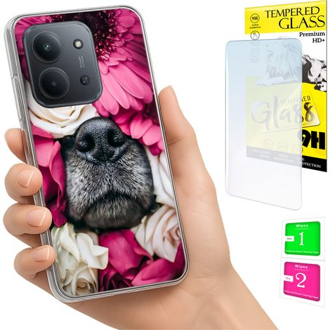 Custodia per Xiaomi Redmi 15C 5G 173mm / Poco C85 con retro a forma di cane e vetro 9H (1/5)