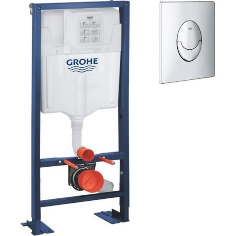Bâti-support WC autoportant GROHE Solido avec plaque de commande Skate Air chromée (1/5)