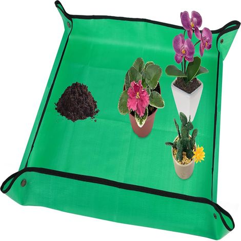 Tapis de rempotage 76 x 76 cm pour plantes d'intérieur, terreau, pliable et imperméable. Idéal pour les plantes grasses et autres (1/5)
