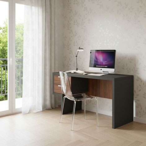 Scrivania di design - Soluzione perfetta per il tuo studio - Basalto e Noce