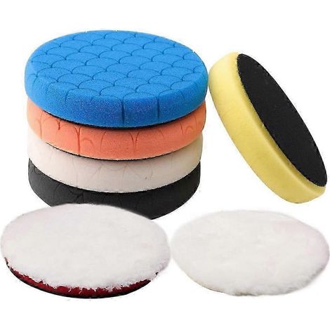 Polierpads, 7-teilig, 6,5 Zoll (16,5 cm) Polierfläche für 6-Zoll-Stützteller (150 mm), Polierschwämme, Schleif- und Polierpad-Set – JXLGV (1/5)