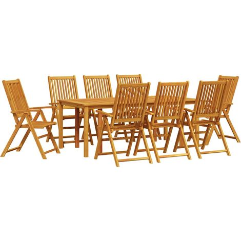 Maison Exclusive - Garten Essgruppe Faltbar 9 pcs Braun Massivhol