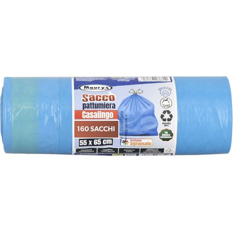 MAURY'S SET 160 SACCHI PER PATTUMIERA 55X65CM IN ROTOLI DA 40 PEZZI CIASCUNO AZZURRI