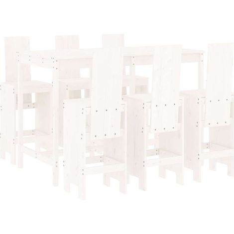 Maison Exclusive - Ensemble de bar de jardin 7 pcs blanc bois de pin massif (1/5)
