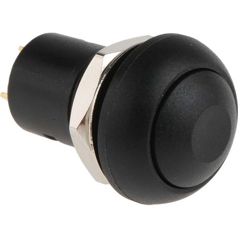 Bouton-poussoir miniature, Verrouillable, Unipolaire à une direction, 100 mA, 24 V c.c., Noir, Montage sur Circuit ( Prix pour 1 )