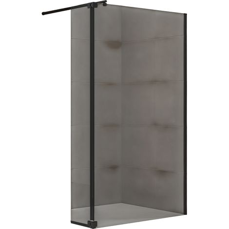 BERNSTEIN - Volet pivotant de protection 200x30cm (HxL) en verre gris 10mm, pour paroi de douche à l'italienne en verre véritable - NT106 (1/5)
