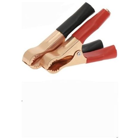 Connecteur de Pinces Crocodile - Rouge et Noir - Plaquées Cuivre - Lot de 2 - Recharge Batterie