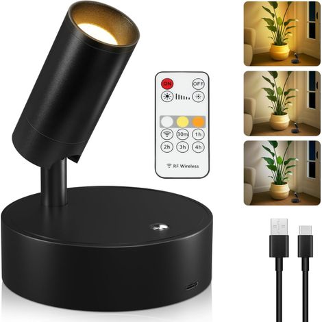 Applique murale tactile à intensité variable, spot magnétique sans fil, rotation à 350°, rechargeable, idéale pour la cuisine et la chambre (noir) (1/5)