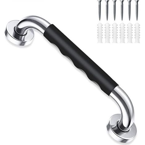 Poignée de Baignoire 50cm Barre Appui Murale Antidérapant Poignée de Sécurité en Acier Inox pour Toilette WC Escalier Noir (1/5)