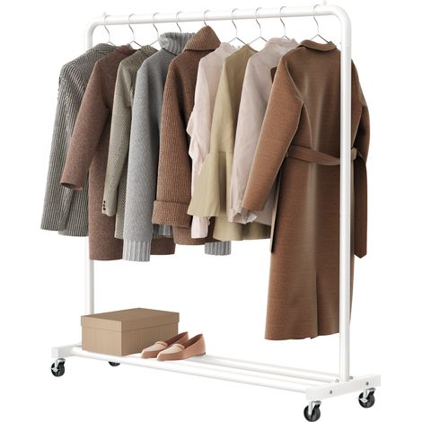Songmics – Portant à vêtements sur roulettes – Structure en acier – Charge 50 kg – Mobilité avec roulettes pivotantes – Rangement pour chambre, entrée, buanderie