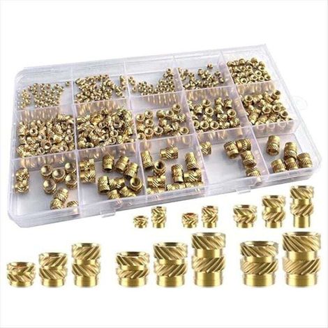 Kit d'assortiment d'écrous moletés filetés M2/M2.5/M3/M5/M6, 400 pièces, inserts thermodurcissables pour impression 3D plastique (1/4)
