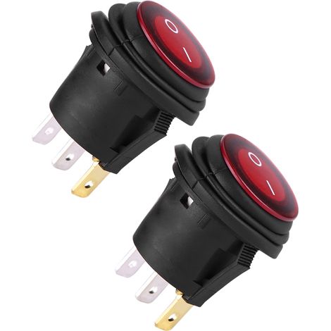 2pcs lumière LED rouge 12V / 24V universel 20A 3Pin voiture auto bateau rond interrupteur à bascule marche-arrêt (1/5)