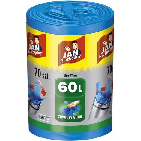 Jan Niezbędny HD Sacs Easy-pack Bleus 60L 70 pièces.