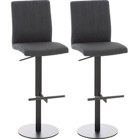 Set di 2 sgabelli da bar con poggiapiedi e schienale seduta in tessuto grigio scuro struttura in metallo nero 100006746