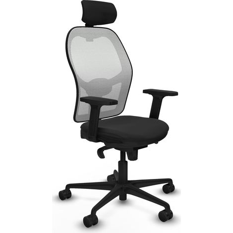 Jorquera sincro malla blanca similpiel negro brazos 2D base nailon cabecero 2D ruedas 65mm nailon (1/5)