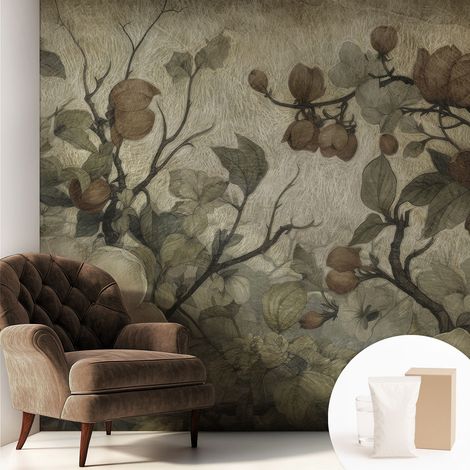 Fototapete - Tapete Vliestapete mit Kleber - Wandtapete Moderne Wandbild Schlafzimmer Wohnzimmer Blumenschönheit 250x250 cm (1/5)
